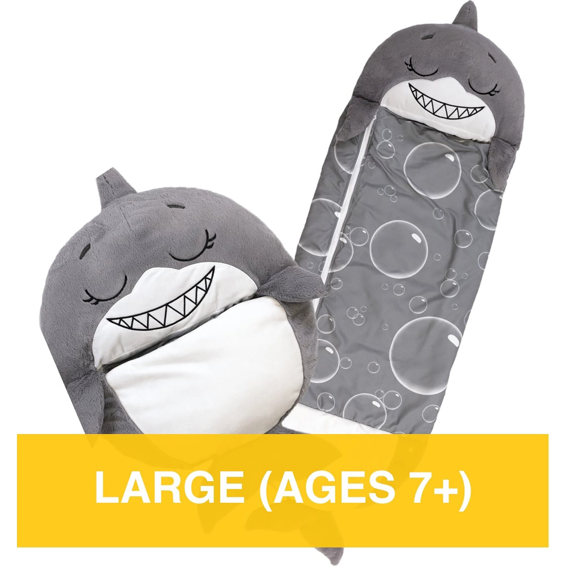 Happy Nappers: Pillow & Sleepy Sack: Med - Grey Shark