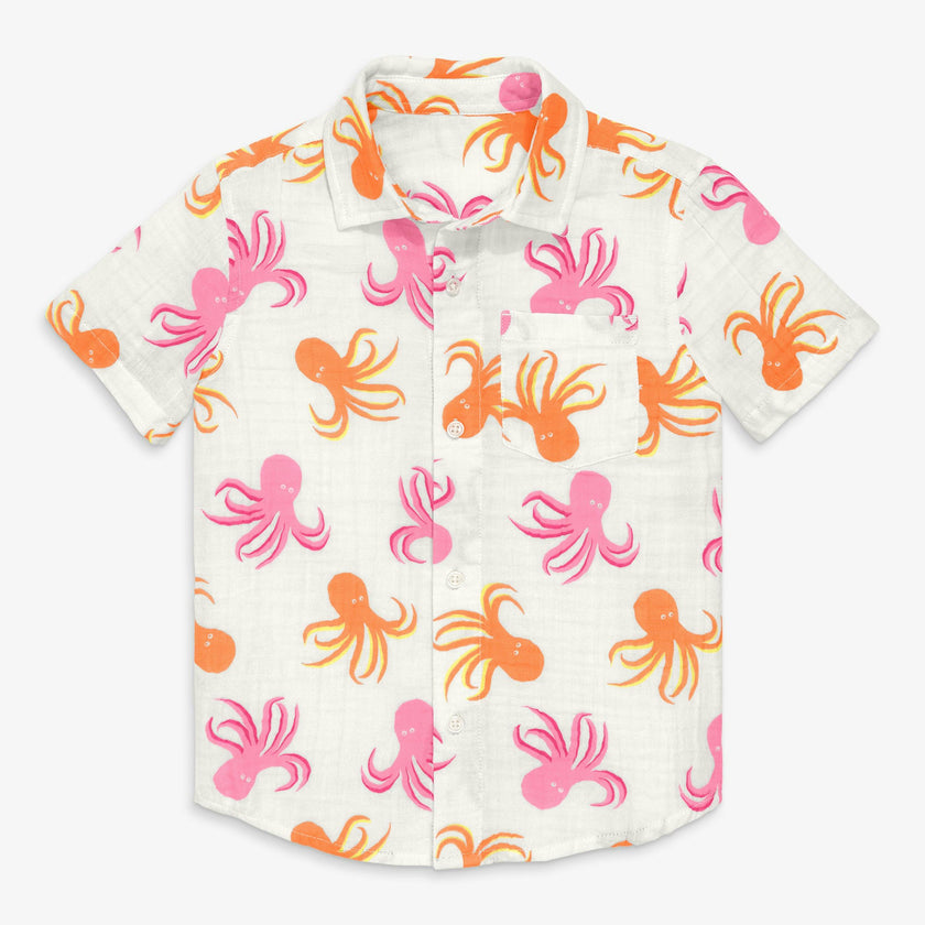 Clearance kids cotton gauze shirt in octopus pals