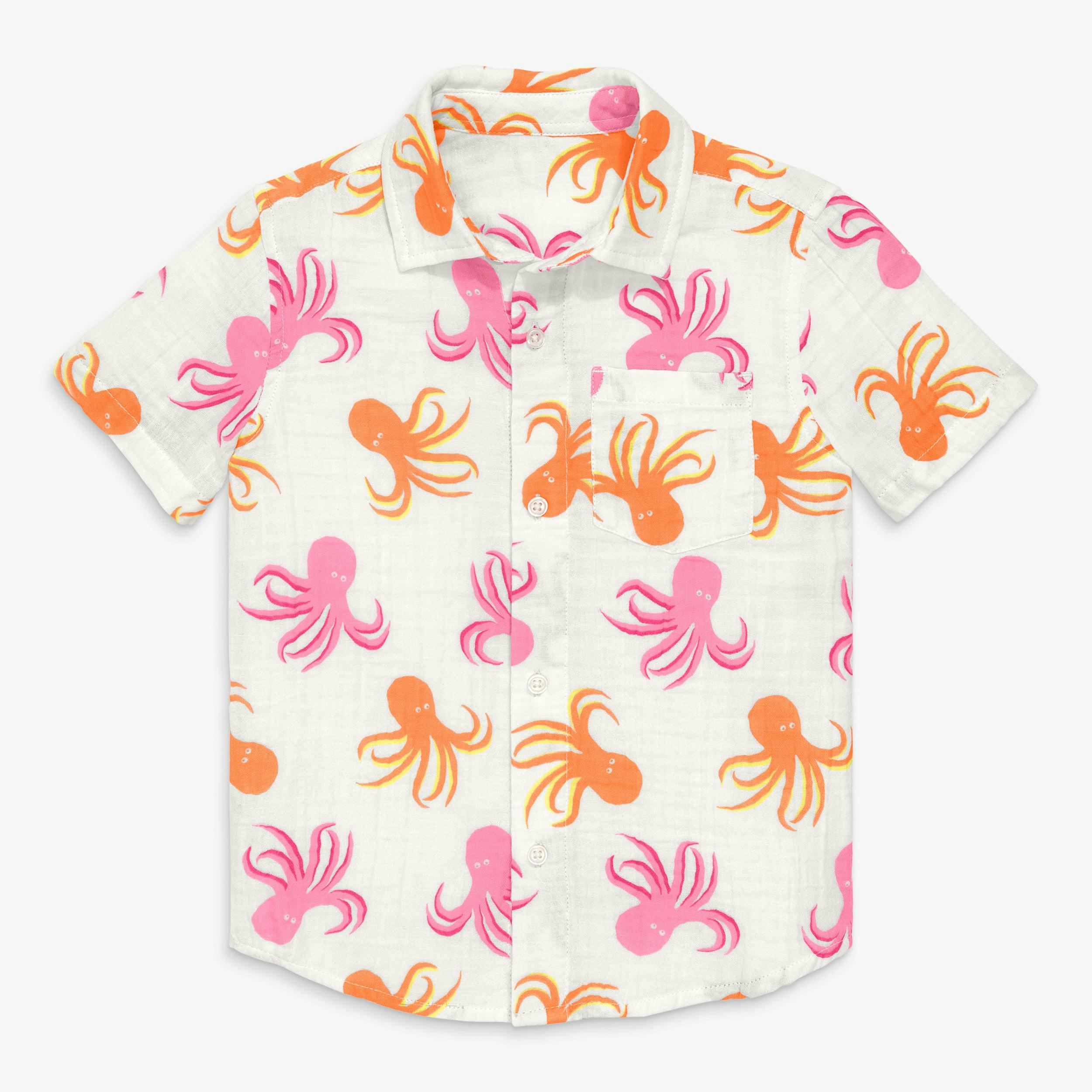 Kids cotton gauze shirt in octopus pals