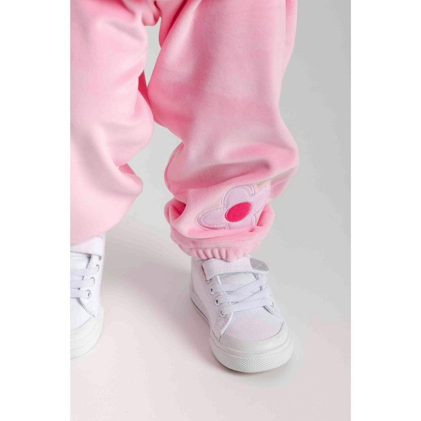 Velour Jogger Pants With Flower