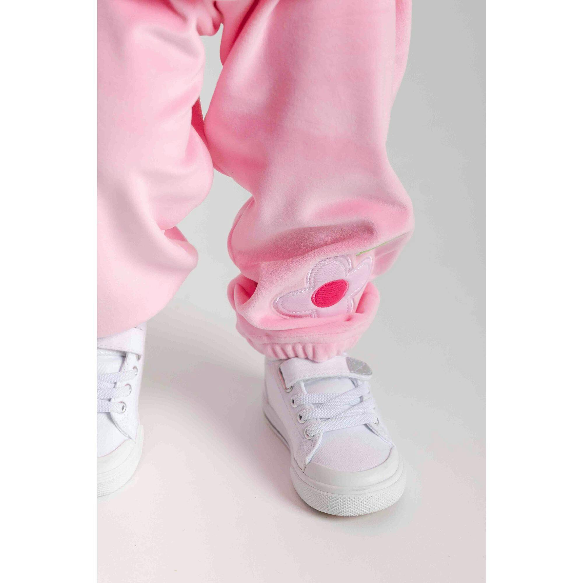 Velour Jogger Pants With Flower