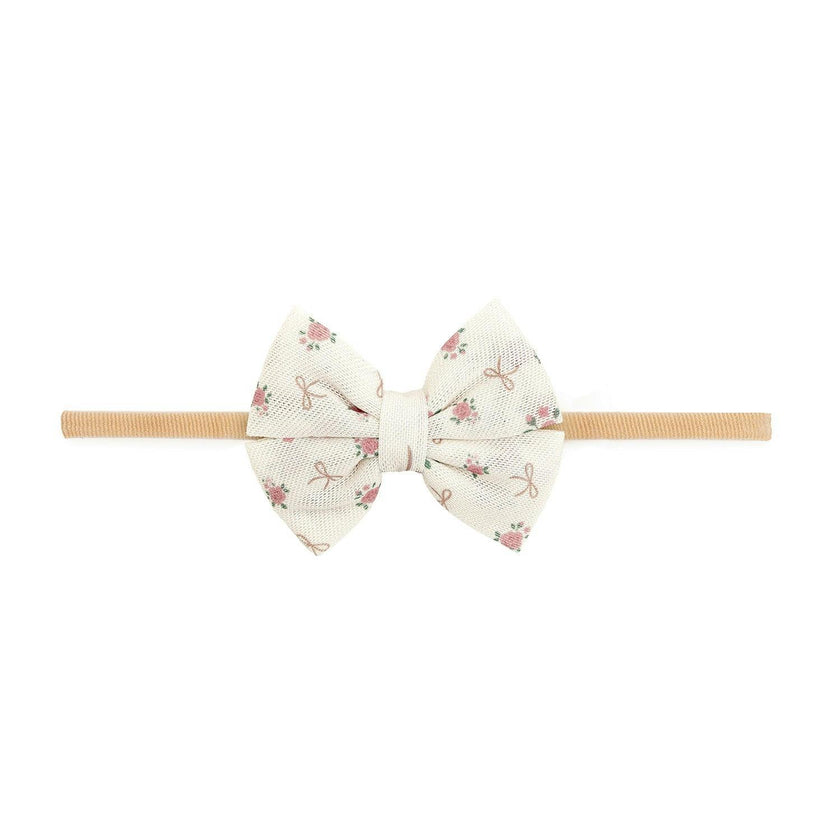 Coquette Rose Tulle Bow Baby Headband