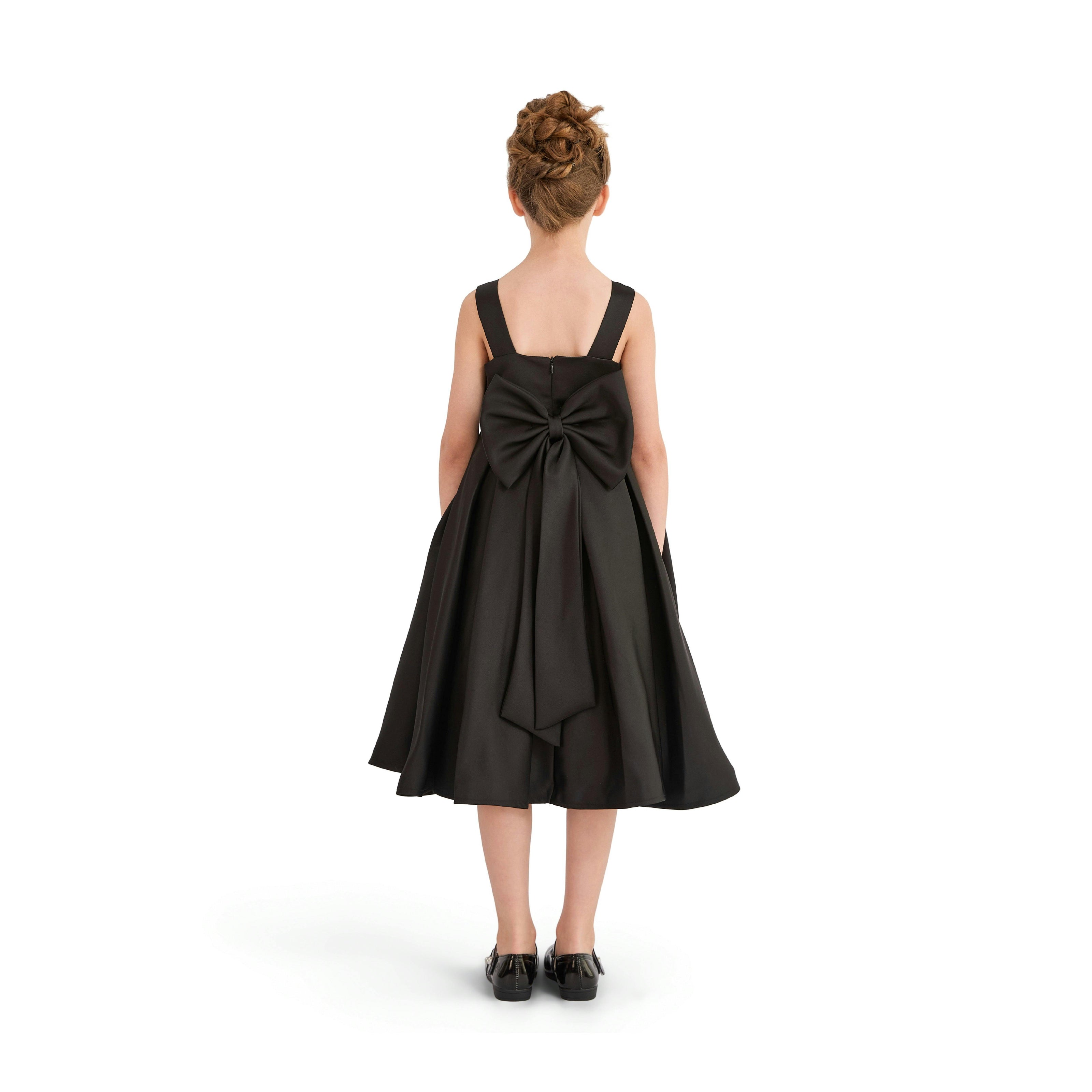 Black Redwooda Satin Bow-Back Dress