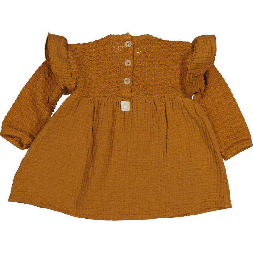 Jacquard Dress with Ruffle Shoulder