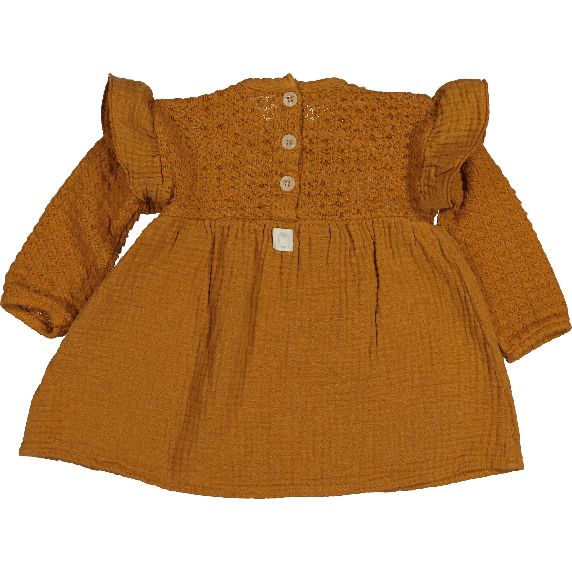 Jacquard Dress with Ruffle Shoulder