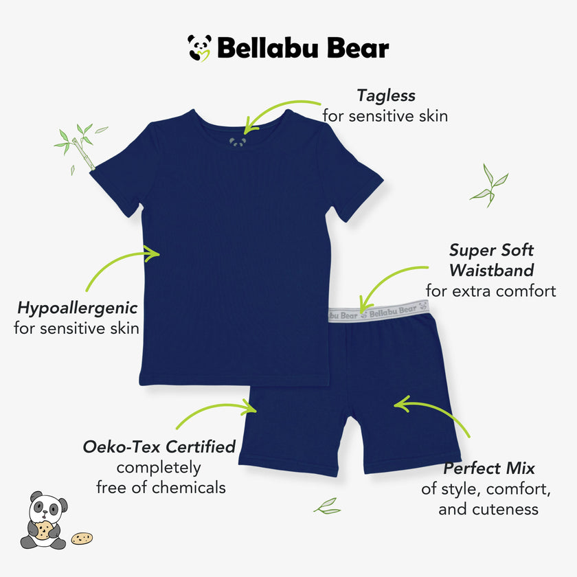 Starry Night Blue Kids Bamboo Pajama Short Set