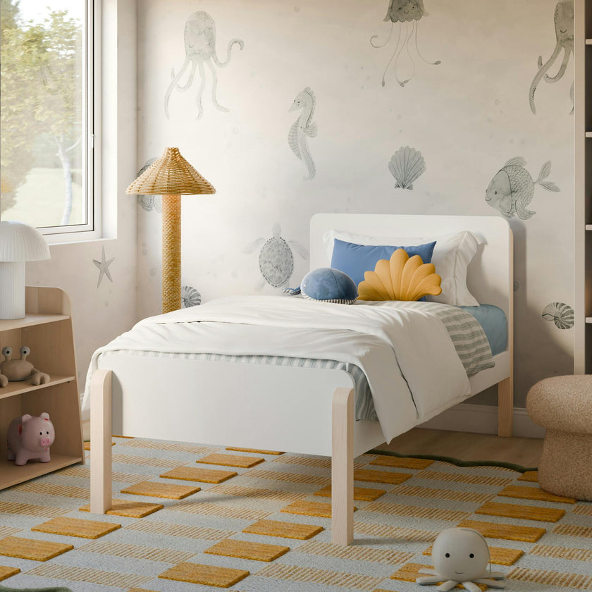 TipToe Twin Bed in White and Washed Natural