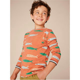 Long Sleeve Printed Pocket Tee, Brown