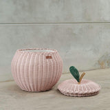 Handcrafted - Apple Storage Basket Pink (Medium) - Rattan Wicker