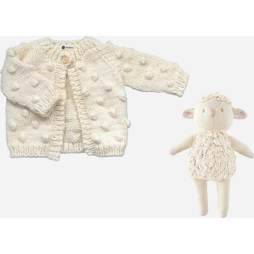 Popcorn Cardigan Cream and Penny Lamb Set