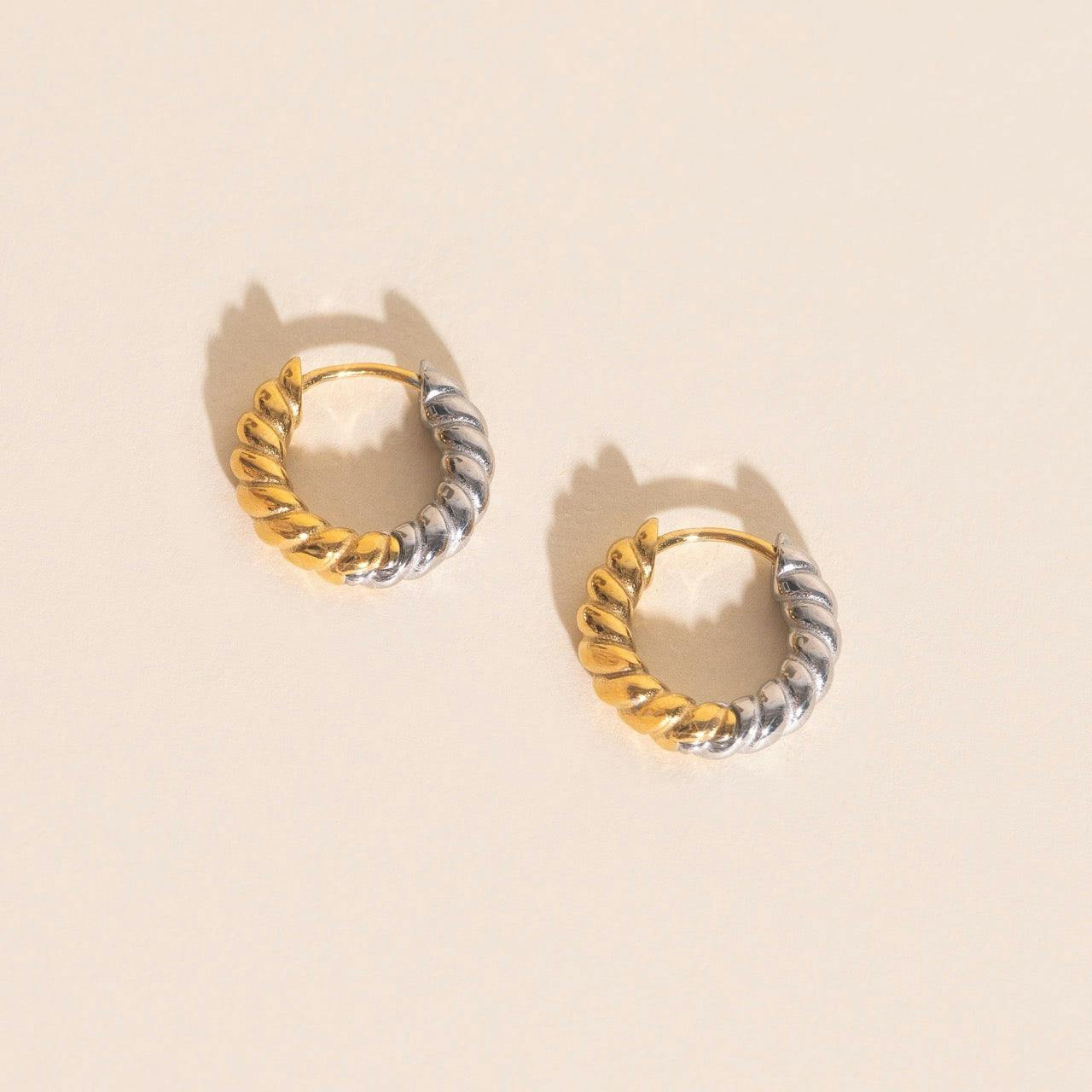 Rope Chunky Rounded Huggie Hoop Earrings