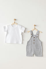 Grey Little King Gingham Jumpsuit Set