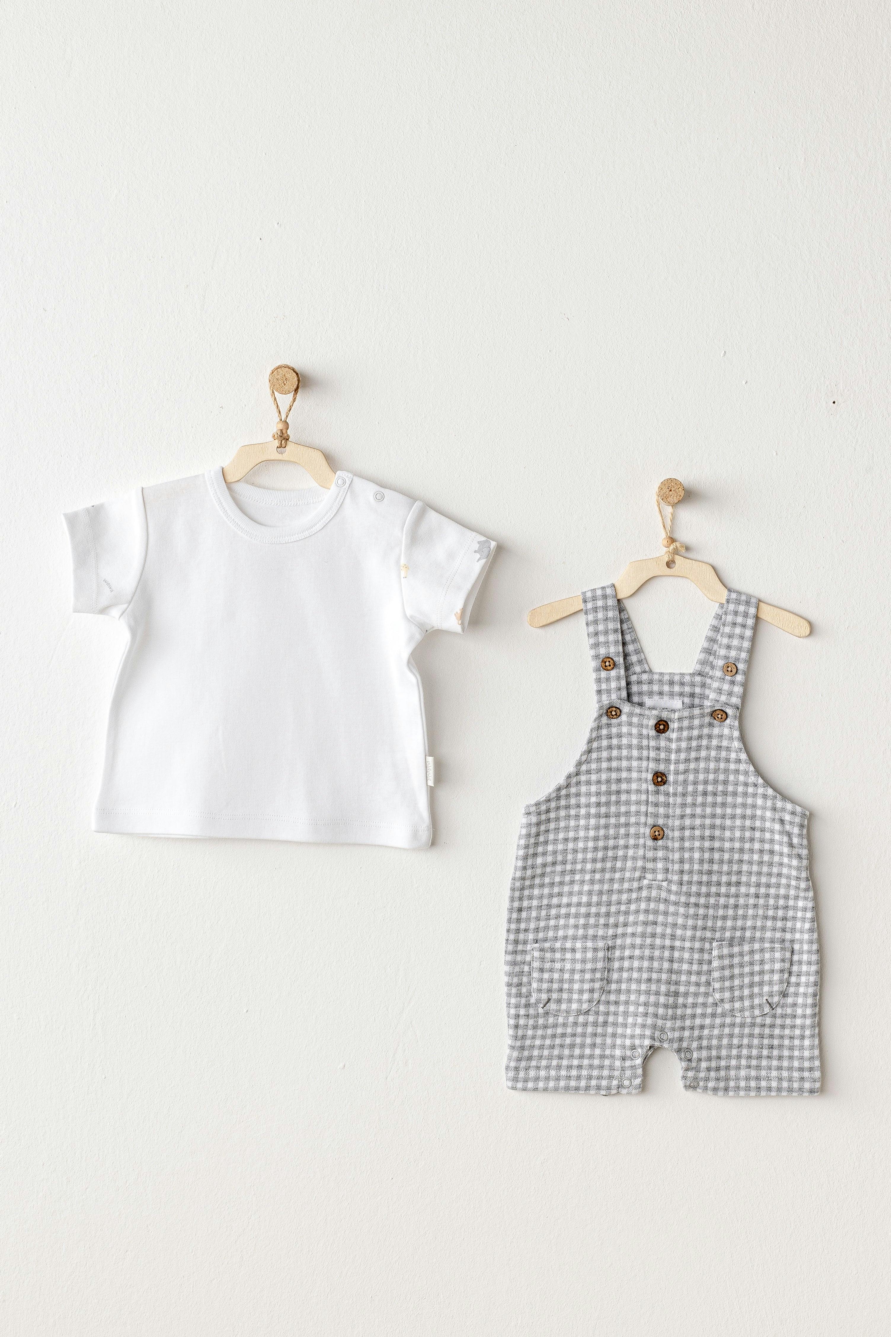 Grey Little King Gingham Jumpsuit Set