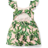 Palm Flutter Sleeve Romper, Multi