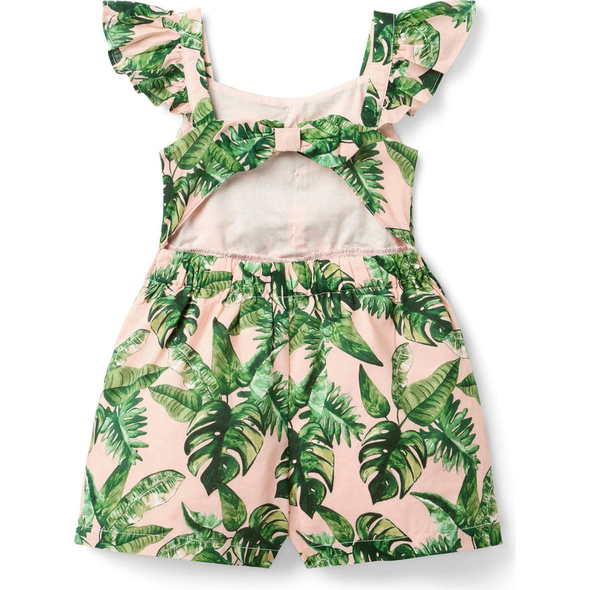 Palm Flutter Sleeve Romper, Multi