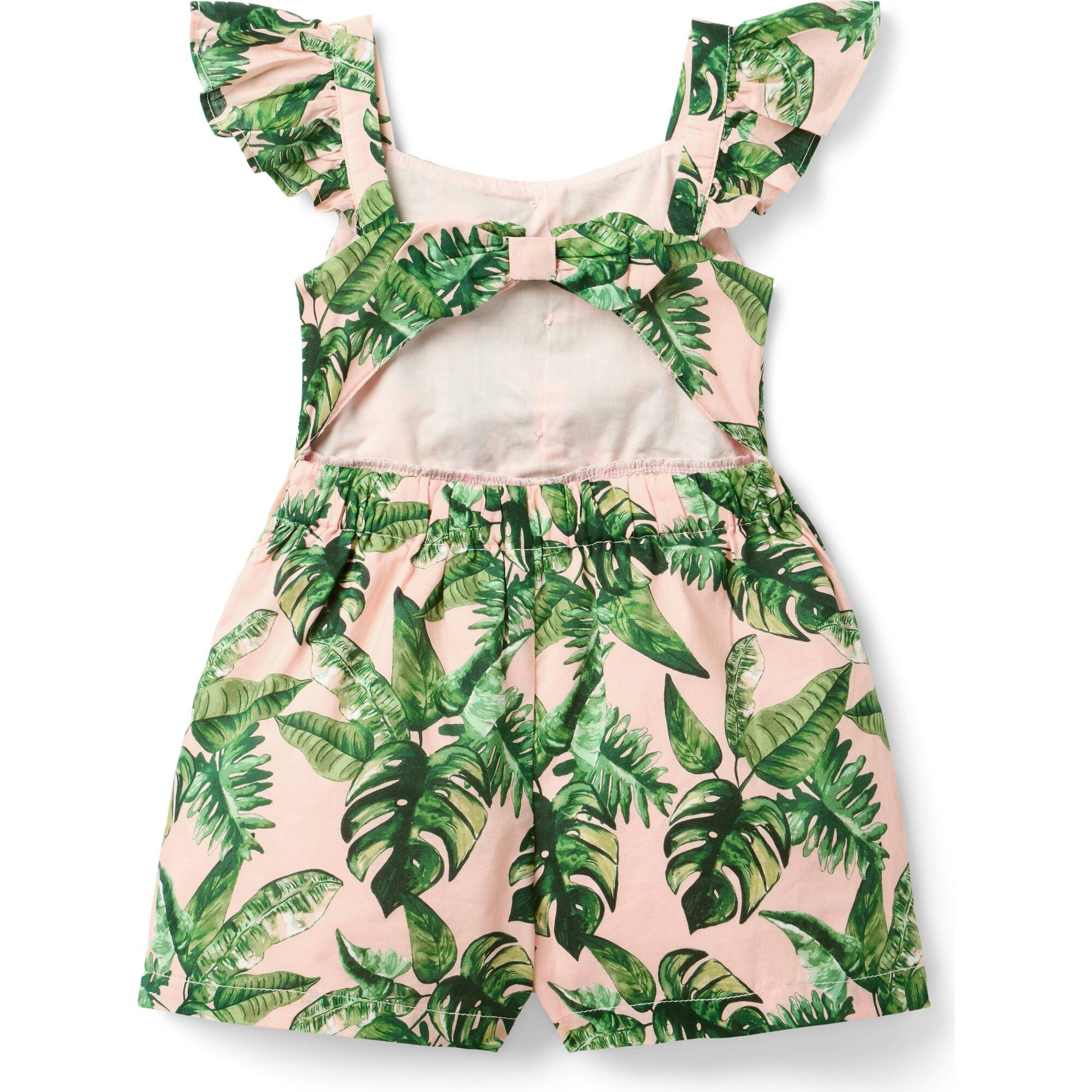 Palm Flutter Sleeve Romper, Multi