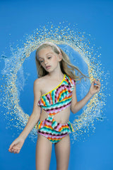 Camelia Knit Ruffle One-Shoulder & Waist Cut-Out Swimsuit