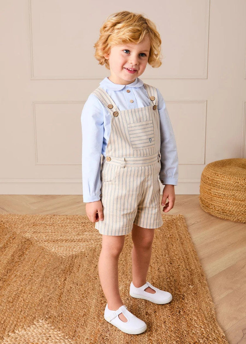 Percy Stripe Insignia Pocket Detail Dungarees in Blue (18mths-4yrs)