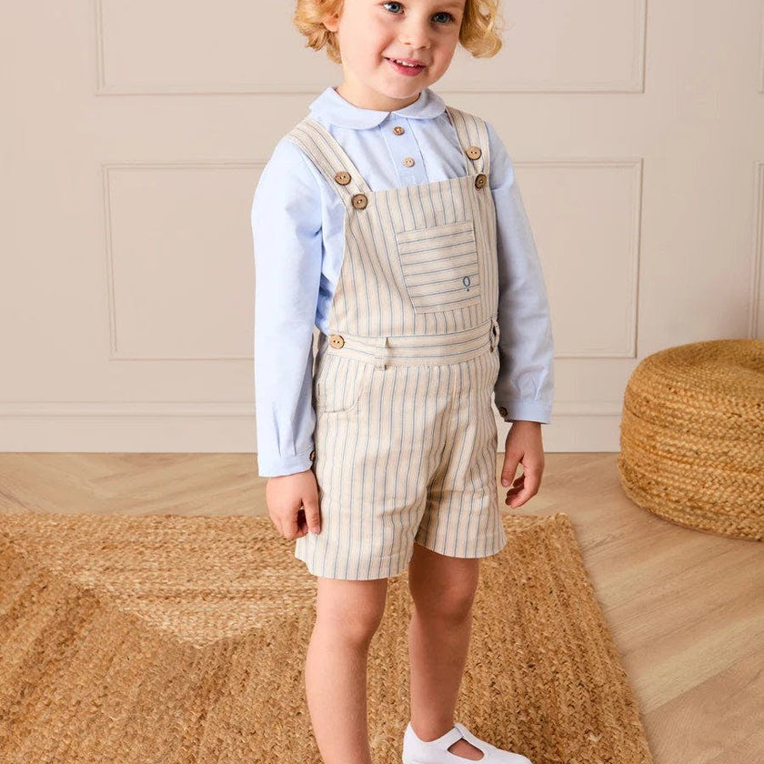 Percy Stripe Insignia Pocket Detail Dungarees in Blue (18mths-4yrs)