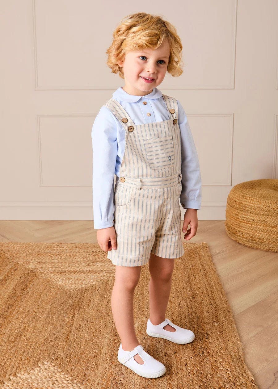Percy Stripe Insignia Pocket Detail Dungarees in Blue (18mths-4yrs)
