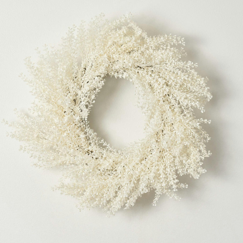 Frosted Shimmer Cream Baby's Breath Gypsophila Christmas Front Door Mantel Wreath 20"