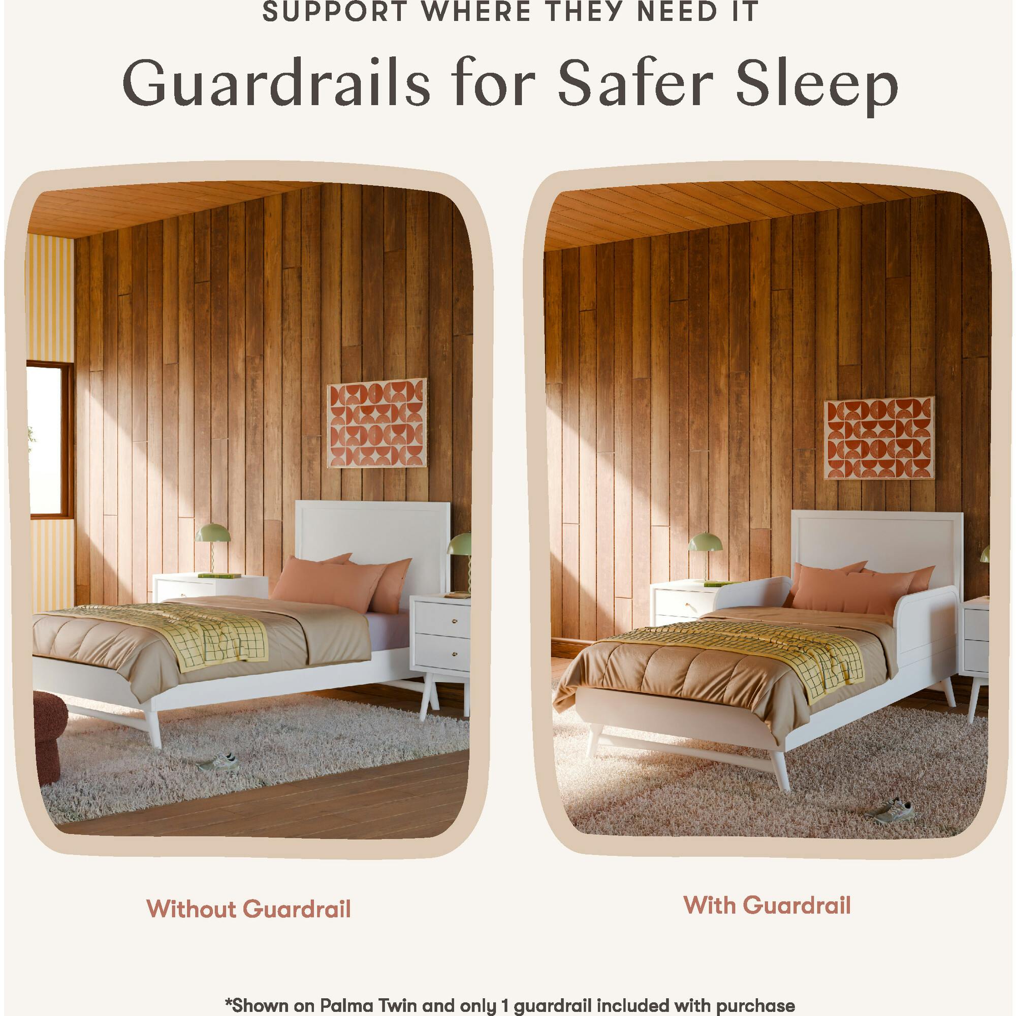 Twin/Full Bed Guardrail in White