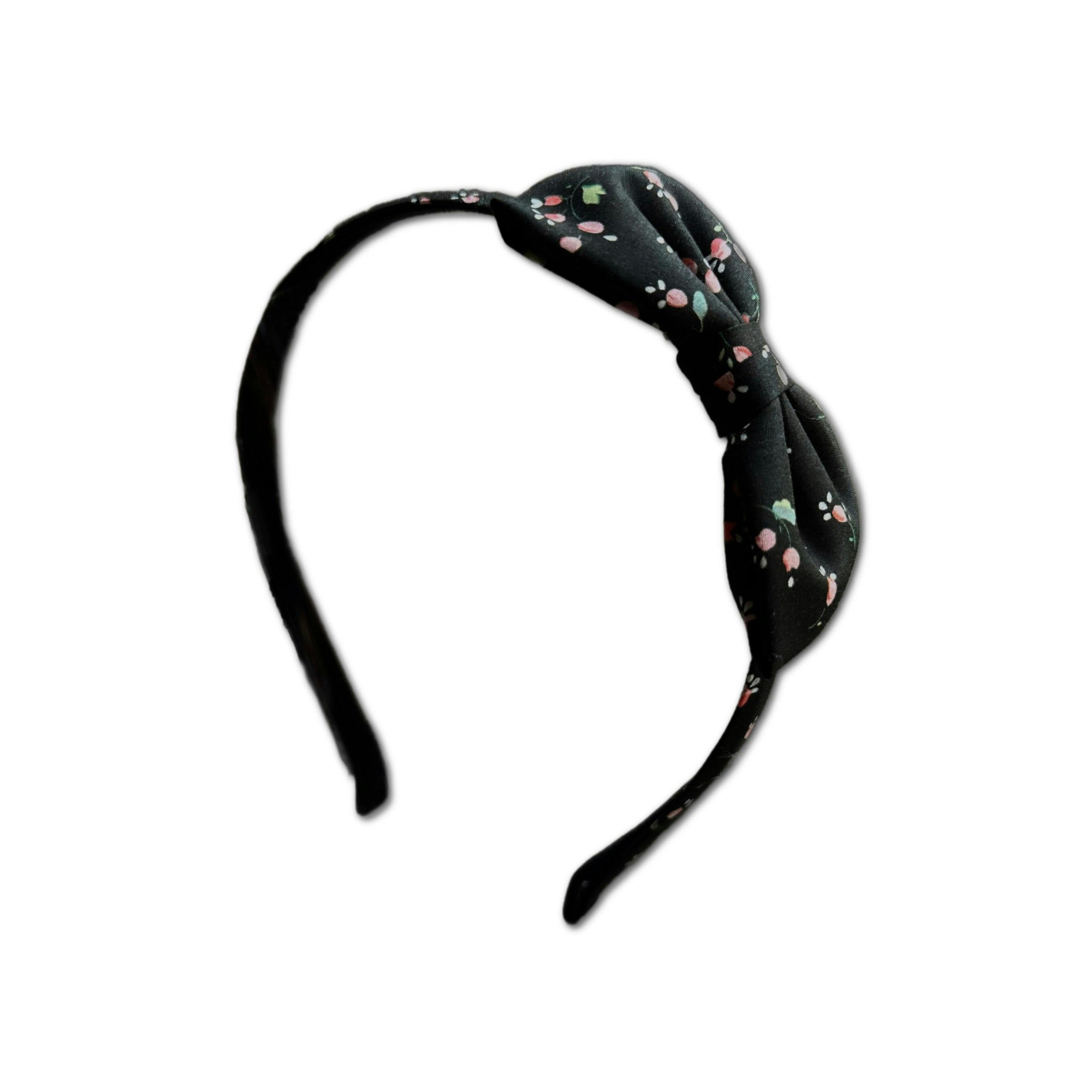 Liberty of London Bow Headband, Black/Pink Floral