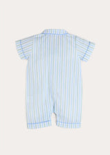 Winston Stripe Light Weight Short All-In-One Pyjamas in Green (9mths-2yrs)
