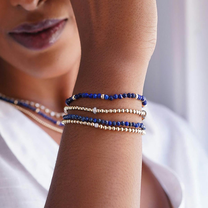 Blue Lapis Bead Bracelet