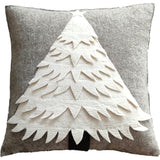 Hand Felted Wool Christmas Pillow Cover - Cream Tree Gray - 20" Arcadia Home