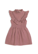 Esmée | Muslin Cotton Ruffle Dress | Mauve Wine