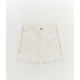 Girls Twill Stud Short in White, White