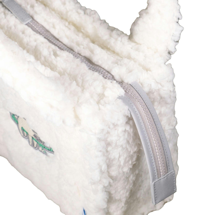 Sherpa Tote Bag – Cozy, Colorful & Convertible with Matching Coin Purse, Lounging Sloth