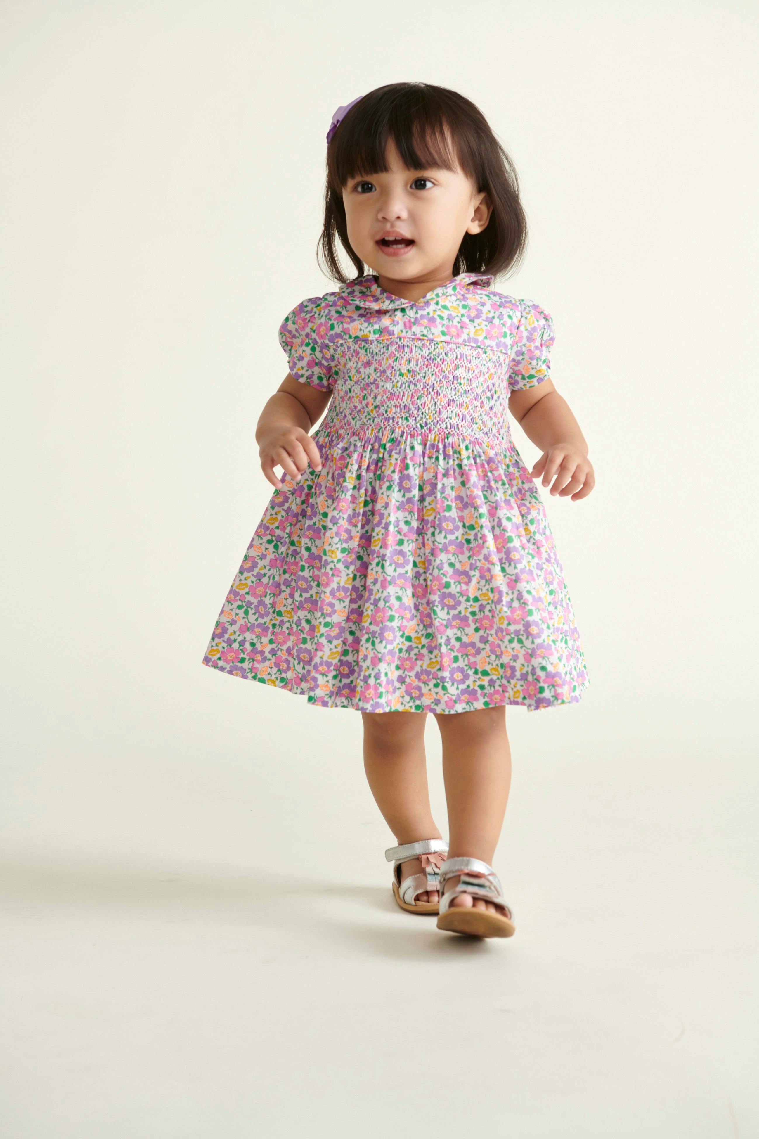 Made With Liberty Fabric Smocked Baby Dress Fable
