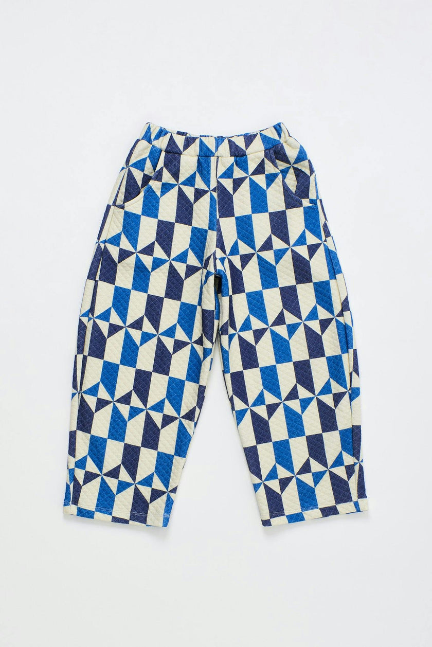 TILES QUILTED PANTS BLUE