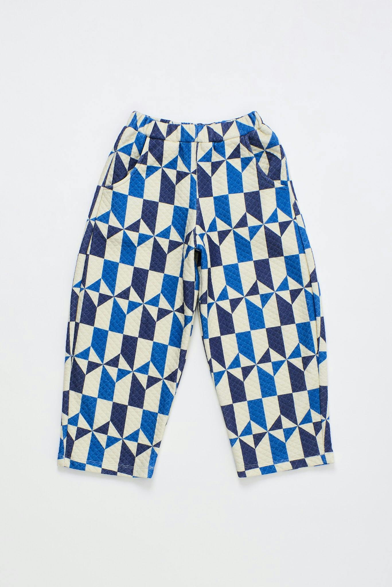 TILES QUILTED PANTS BLUE