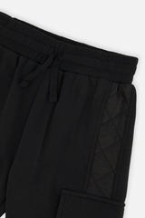 Fleece Bi-Material Sweatpants With Pockets Black