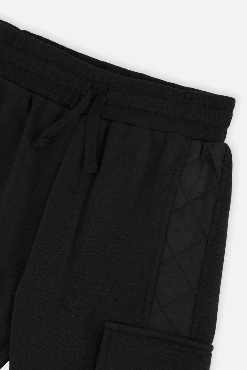Fleece Bi-Material Sweatpants With Pockets Black