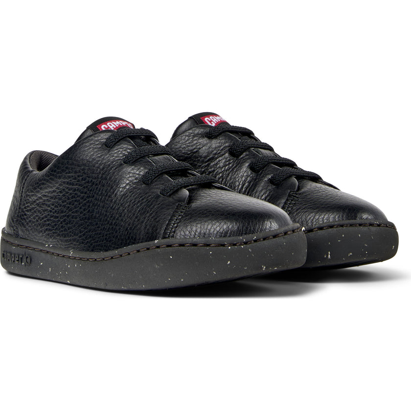 Kids Peu Touring Leather Sneakers, Black