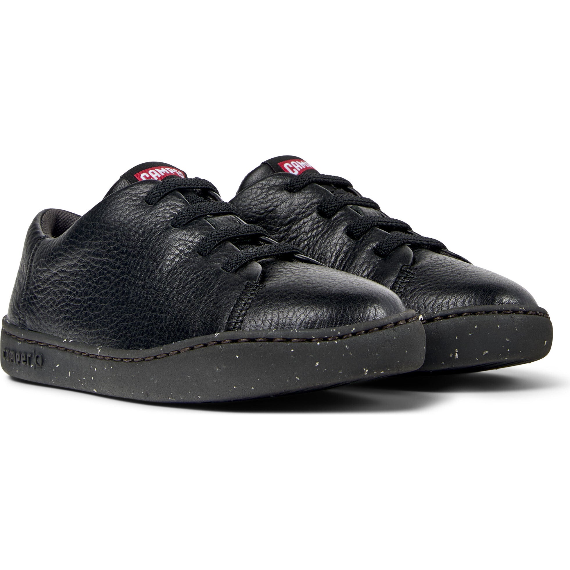 Kids Peu Touring Leather Sneakers, Black