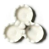 Signature White Ruffle Three Bowl Server