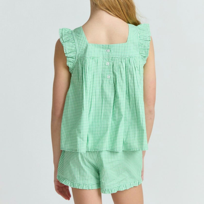 girls gustavia gingham ruffle top and short set