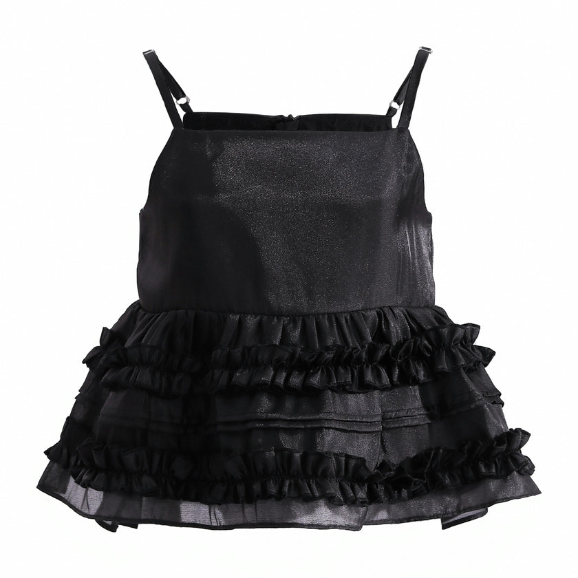 Black Calista Ruffle Skirt Set