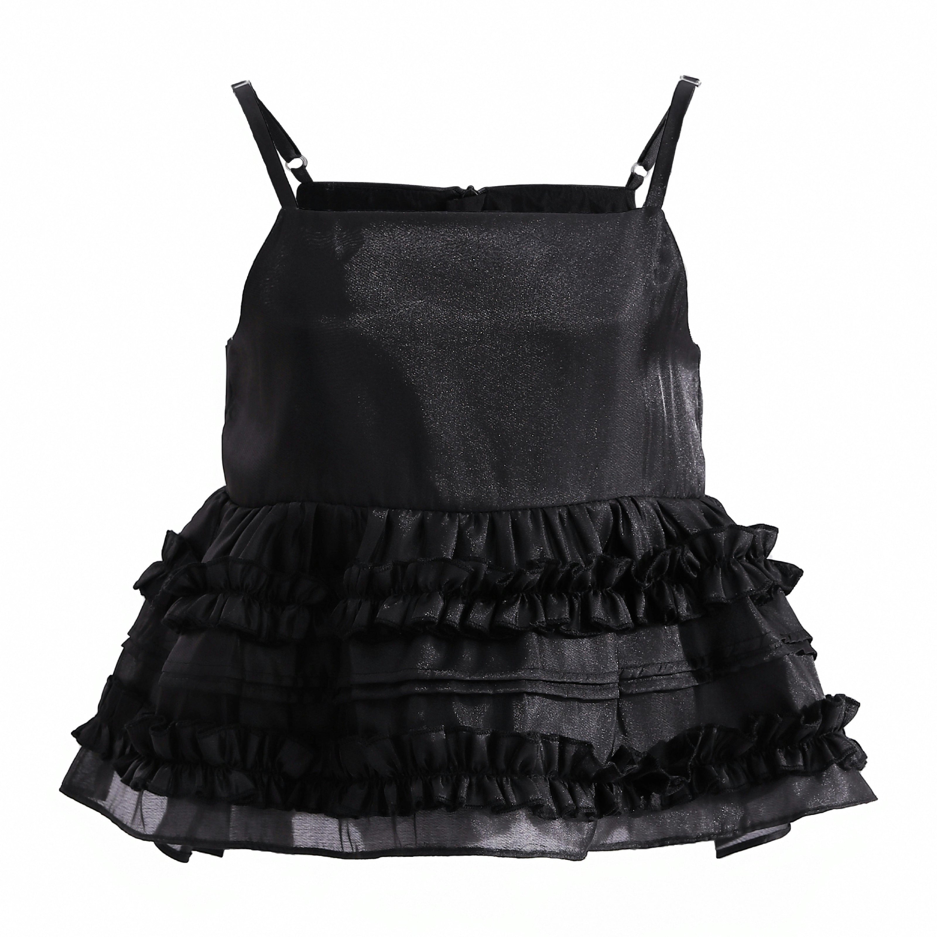 Black Calista Ruffle Skirt Set