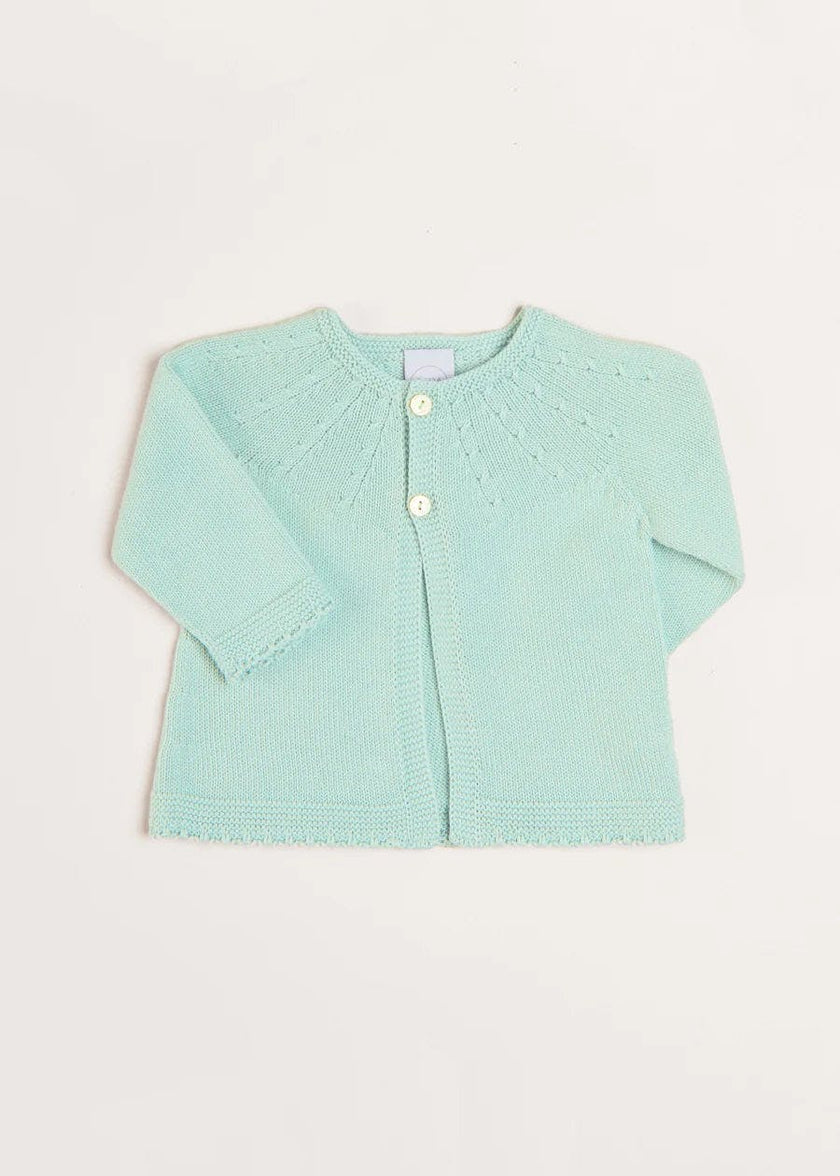 Openwork Detail Baby Cardigan in Sage Green (1-9mths)