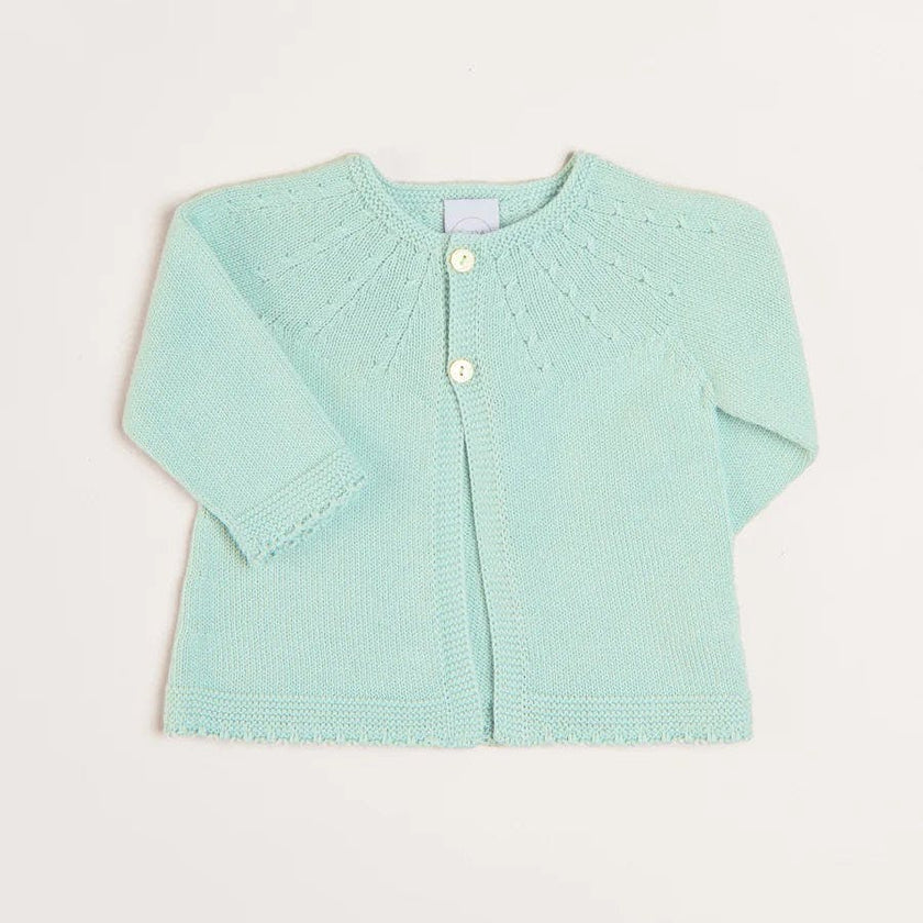 Openwork Detail Baby Cardigan in Sage Green (1-9mths)