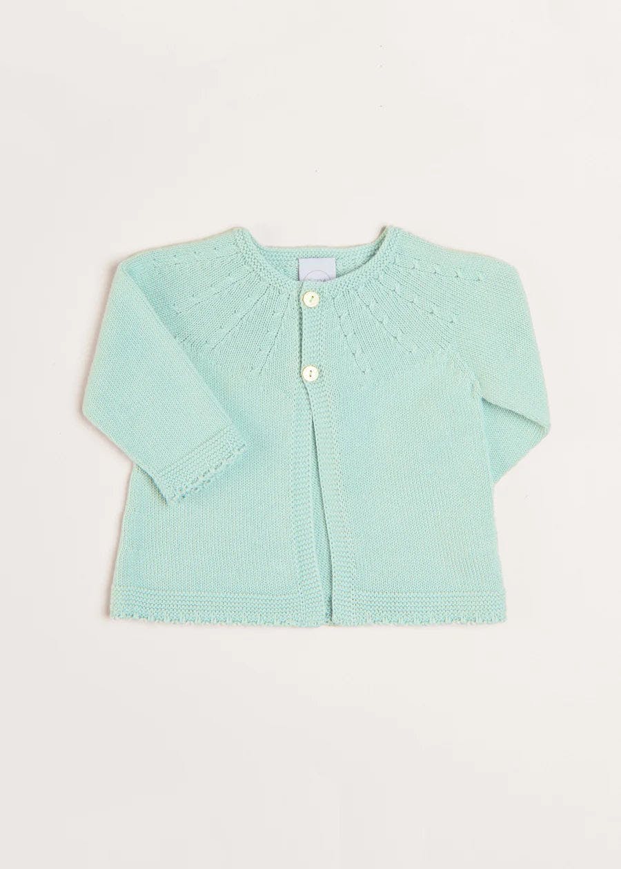 Openwork Detail Baby Cardigan in Sage Green (1-9mths)