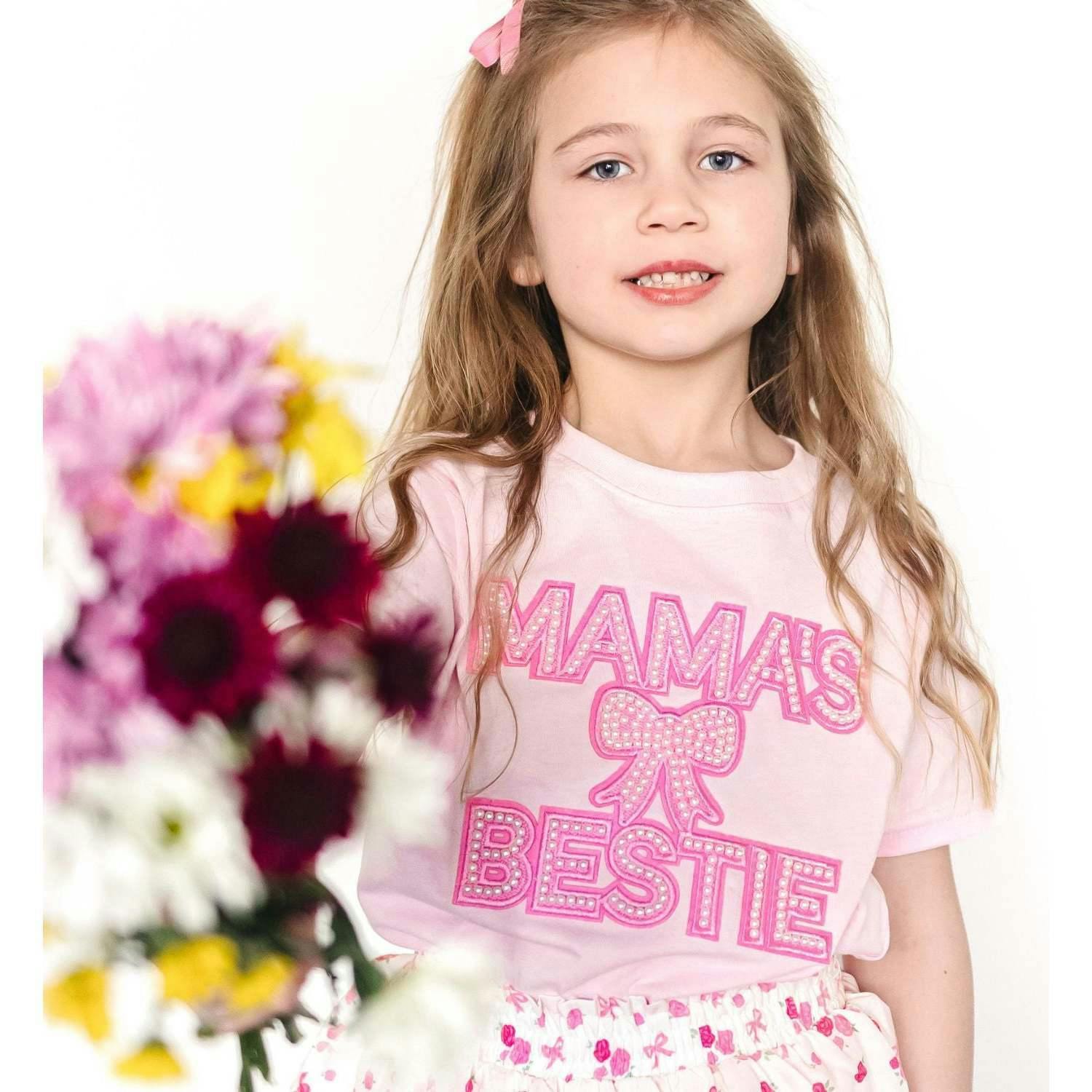 Mama's Bestie Pearl Patch Short Sleeve T-Shirt - Ballet
