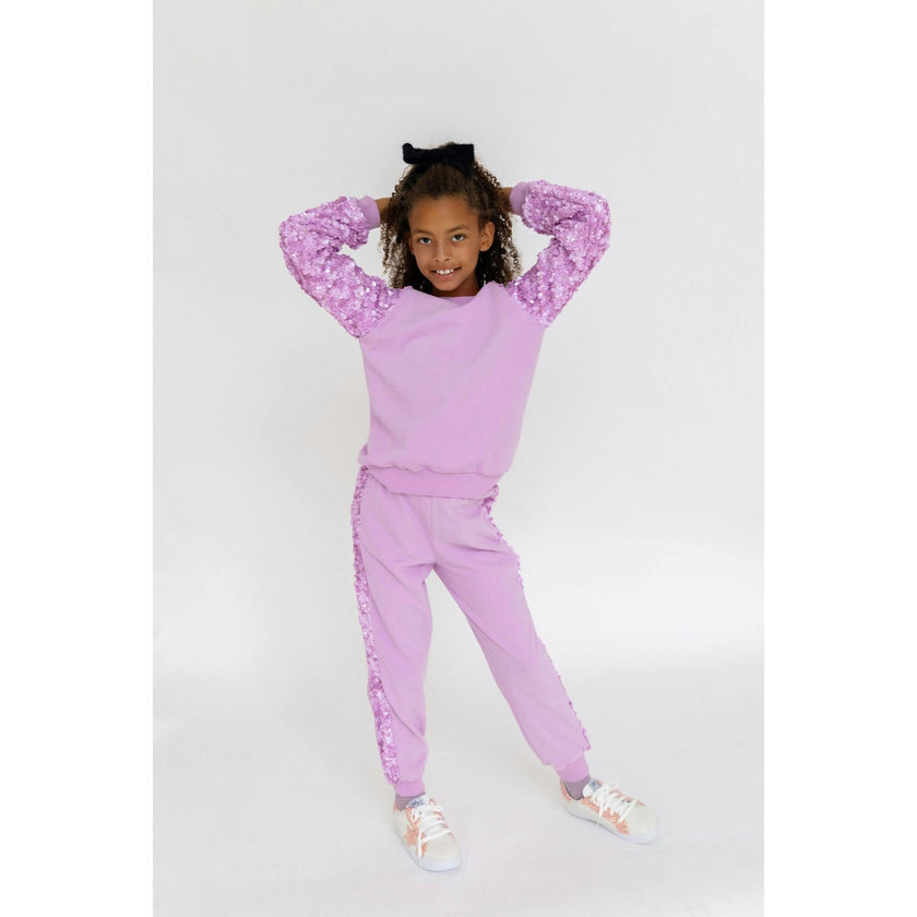 Lavender Sequin Joggers Set