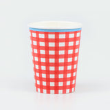 Red Gingham Paper Cups (x 8)